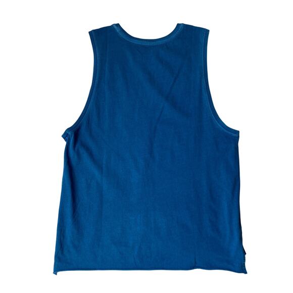 Hurley Tiger Tree Tank Top Women M Teal Blue Biker Cottagecore Raw Hem Beach NWT - Picture 5 of 10